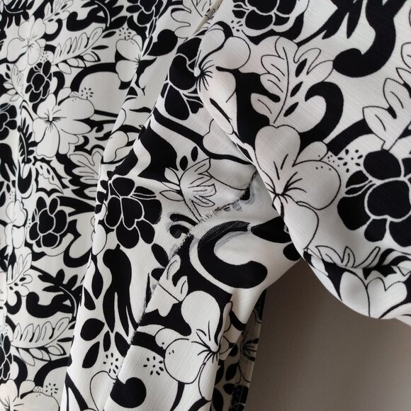 Amish Mennonite Cape Dress Modest 39"B 36"W Off White Black Floral AS IS - Picture 5 of 10